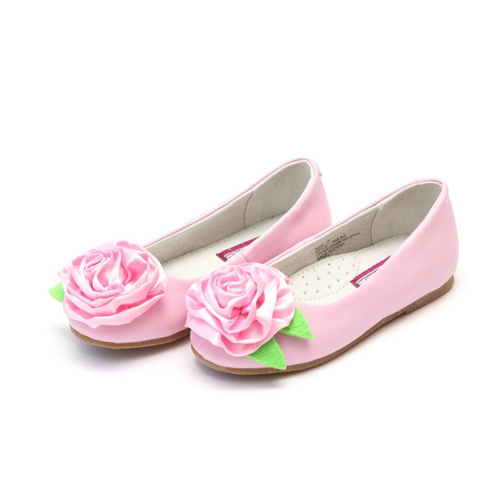 LIKE NEW L’Amour Rosa Leather Ballet Flat, Pink - Girls Size 3